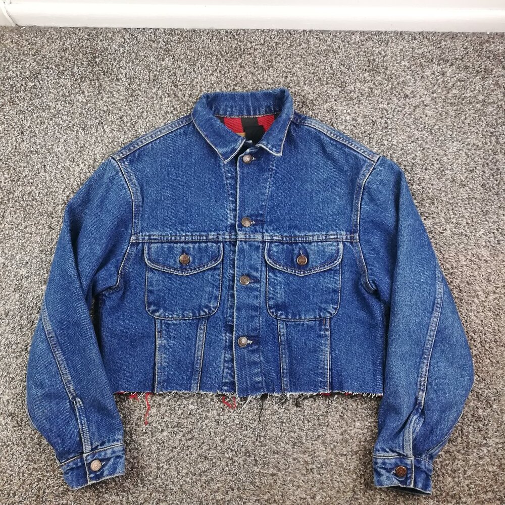 Vintage 90s Gap Jacket USA Denim Custom Flannel Lined Cropped Grunge Mens XS